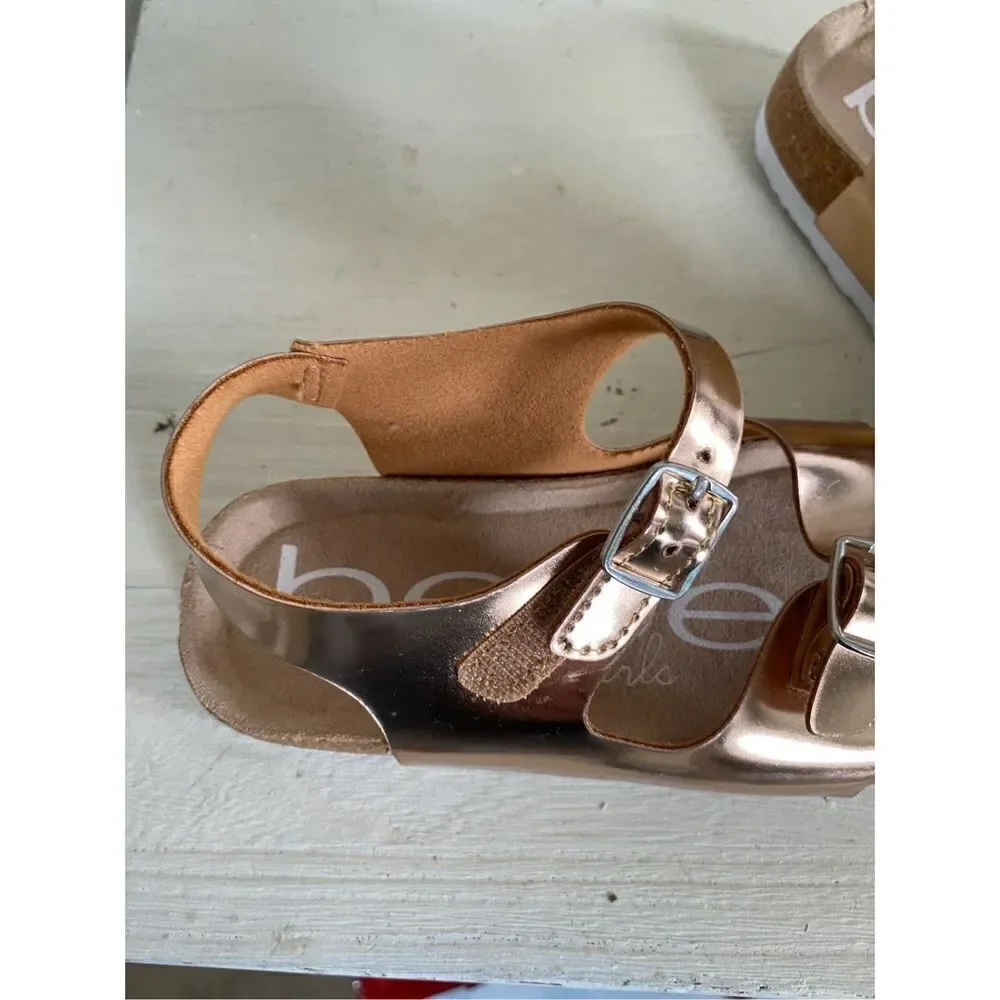 NEW Bebe Birkenstock Style Sandals Rose Gold Copper Metallic ShoesSize 9 NWOT